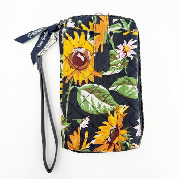 Vera Bradley Wristlet Wallet Sunflowers Quilted Cotton ID Storage RFID Travel - Picture 2 of 12
